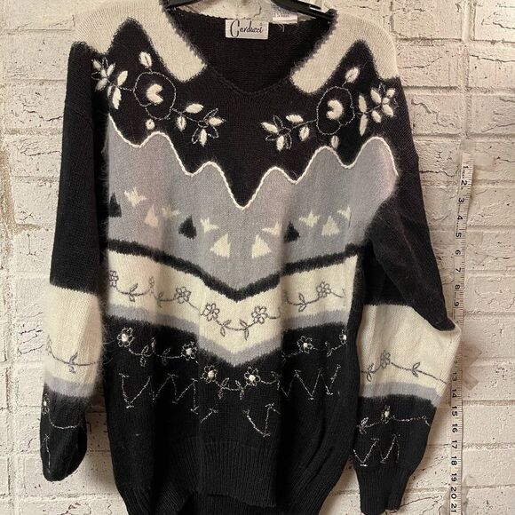 Vintage Carducci Black White sweater size M - Picture 1 of 10